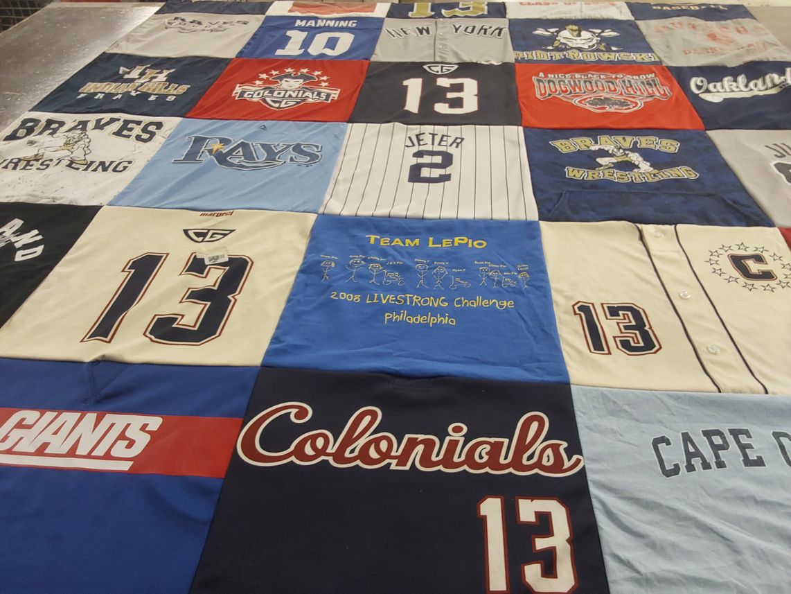 T-shirt quilt featuring new york giants, braves wrestling by Christine from NJ