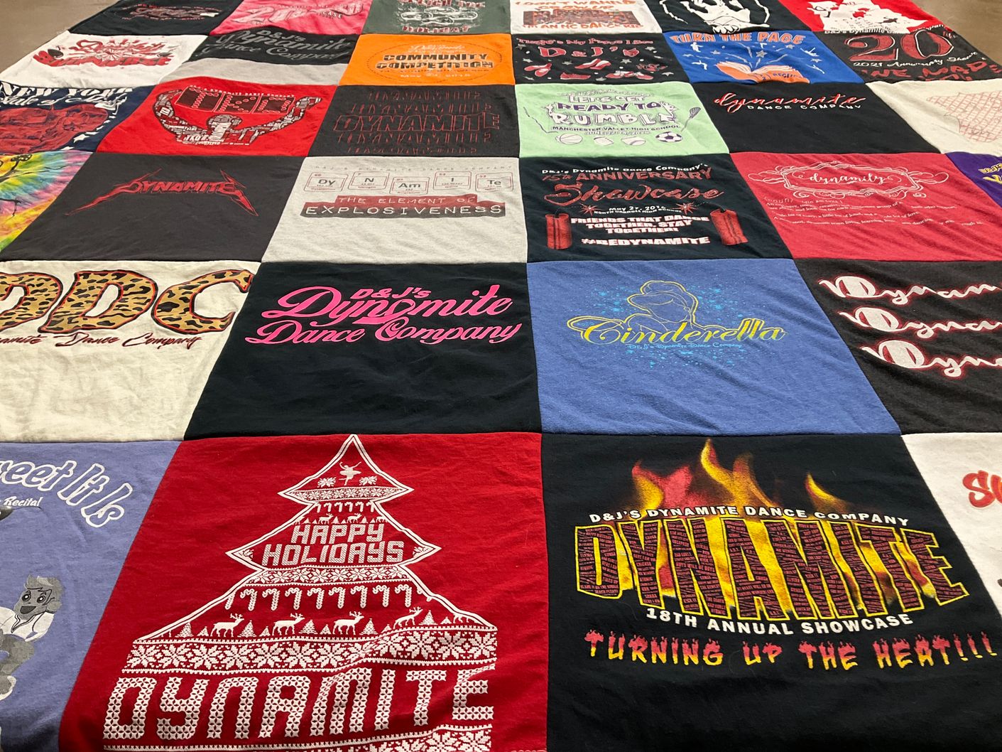 T-shirt quilt with dance themes by Kelly from MD
