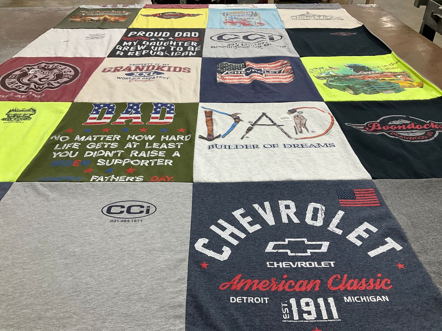 T-shirt quilt with father's day themes by Emily from TN