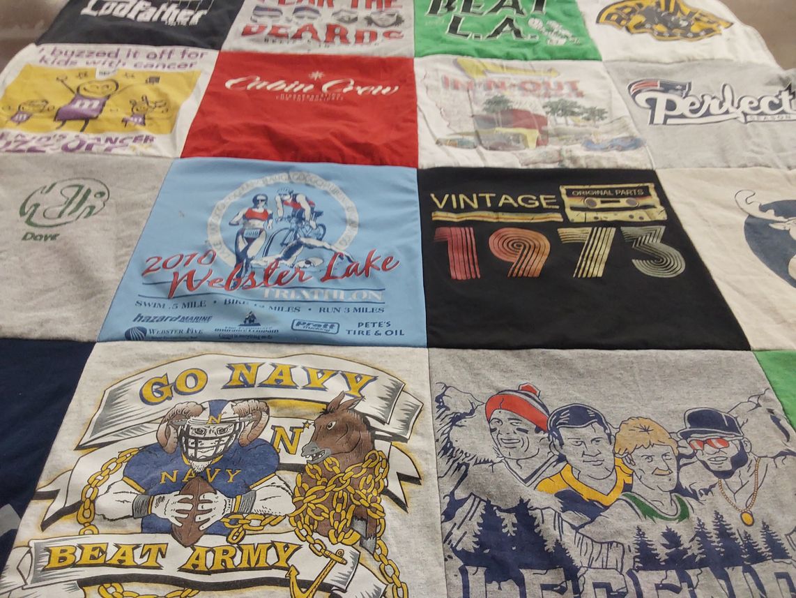 T-shirt quilt featuring navy midshipmen by Kathy from MA