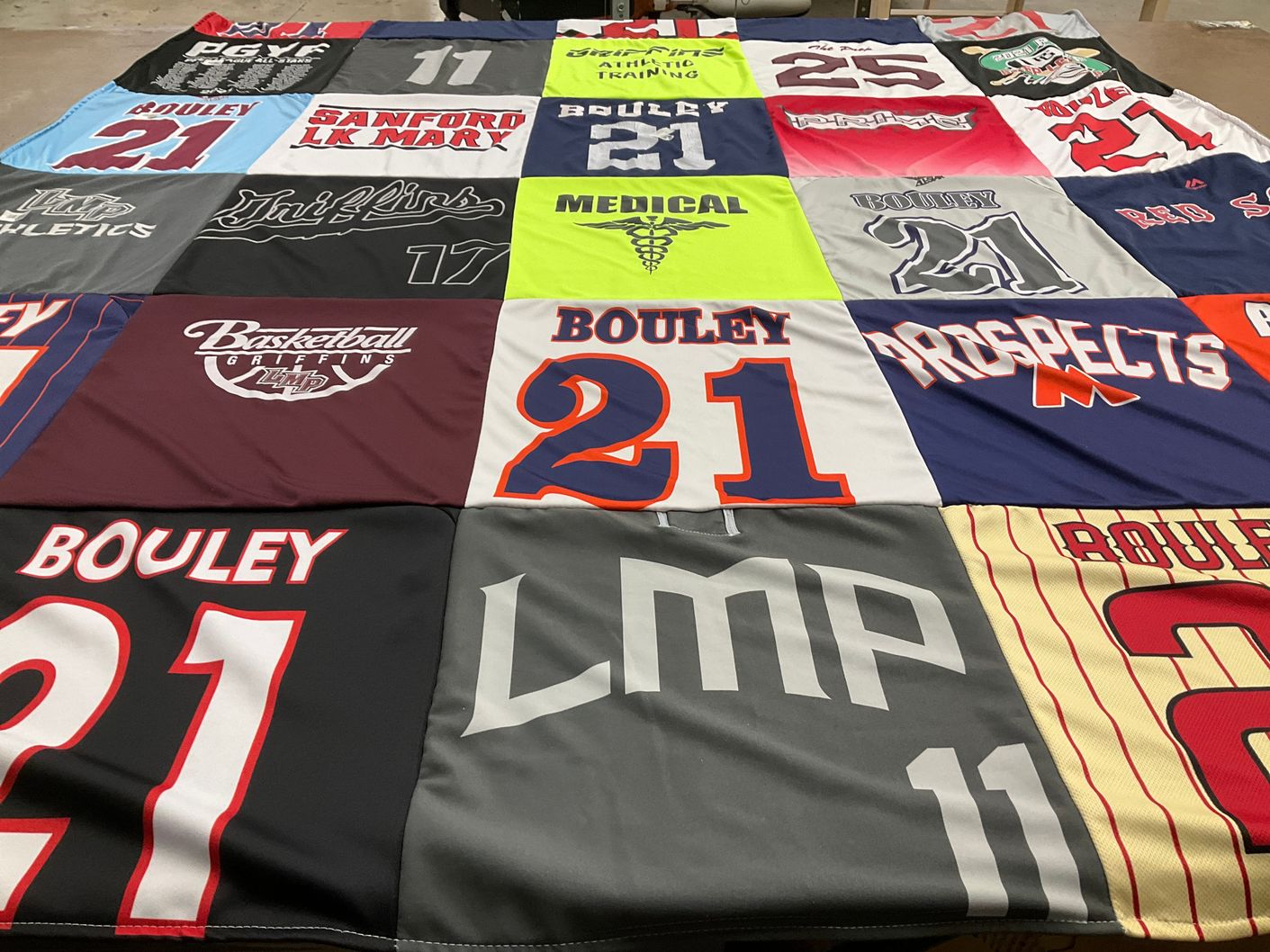 T-shirt quilt from sanford lake mary high school by Shannon from FL