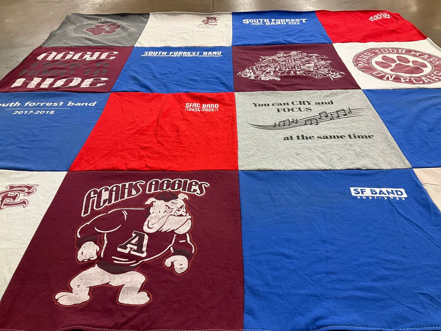 T-shirt quilt featuring fcahs aggies by Lara from MS