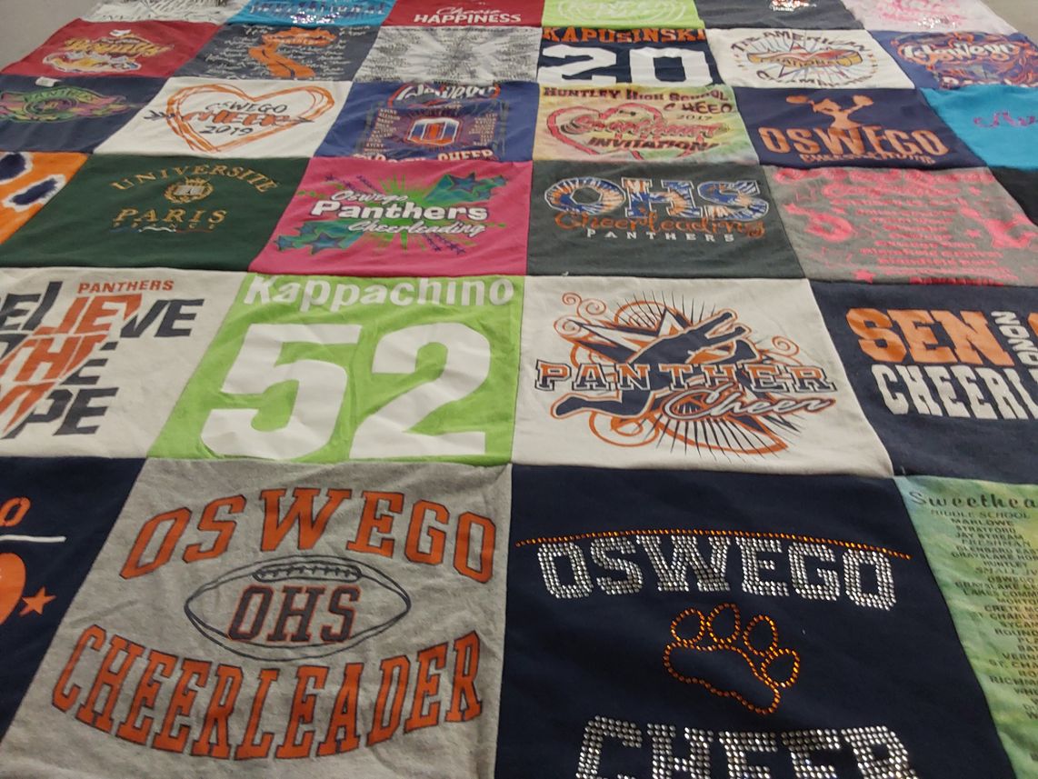 T-shirt quilt featuring oswego panthers cheerleading by Brandi from IL
