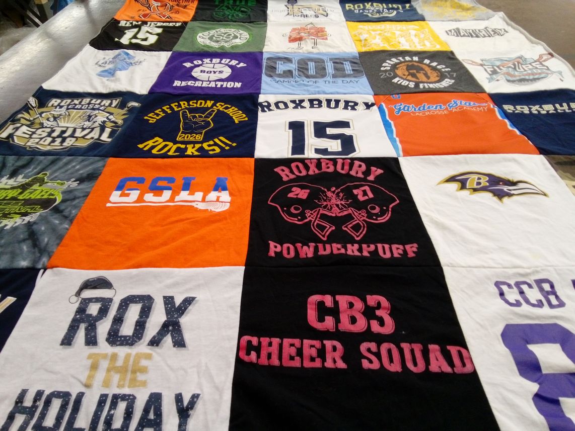 T-shirt quilt featuring roxbury powderpuff, roxbury lacrosse by Elisa from NJ