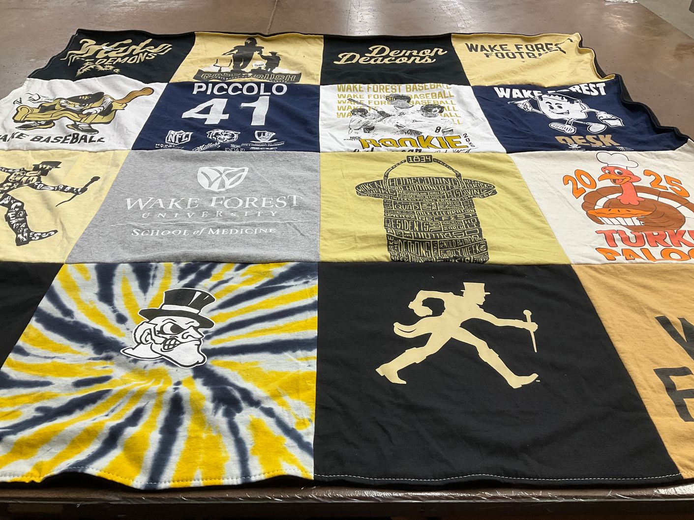 T-shirt quilt featuring wake forest university baseball, wake forest university football by Anisa from MO