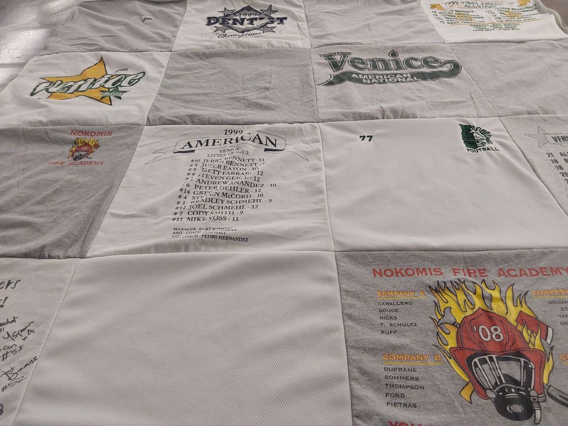 T-shirt quilt featuring venice high school football by Cindy from FL