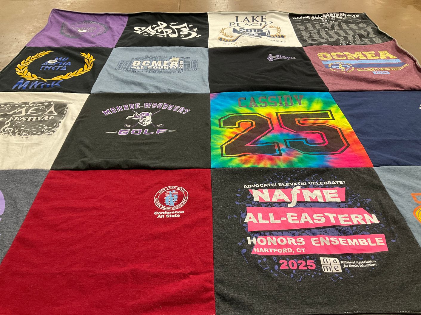 T-shirt quilt from monroe-woodbury high school by Mary from NY