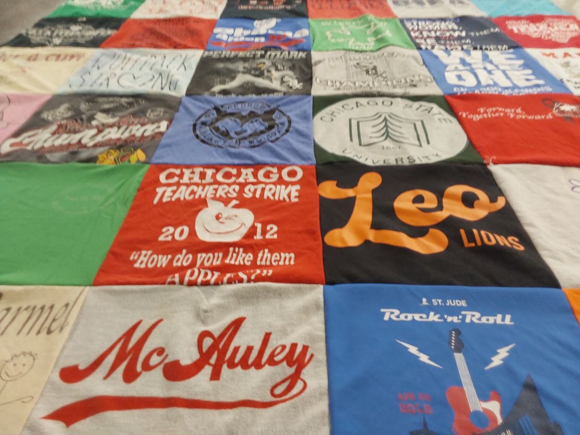 T-shirt quilt featuring leo lions by Margaret from IL
