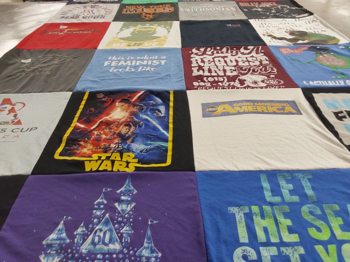 T-shirt quilt with music, feminism themes by Carly  from CT