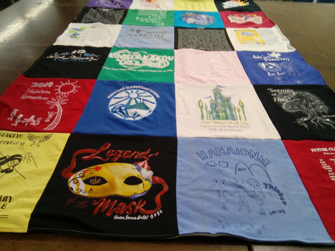 T-shirt quilt from hānai elementary school by Allison from HI