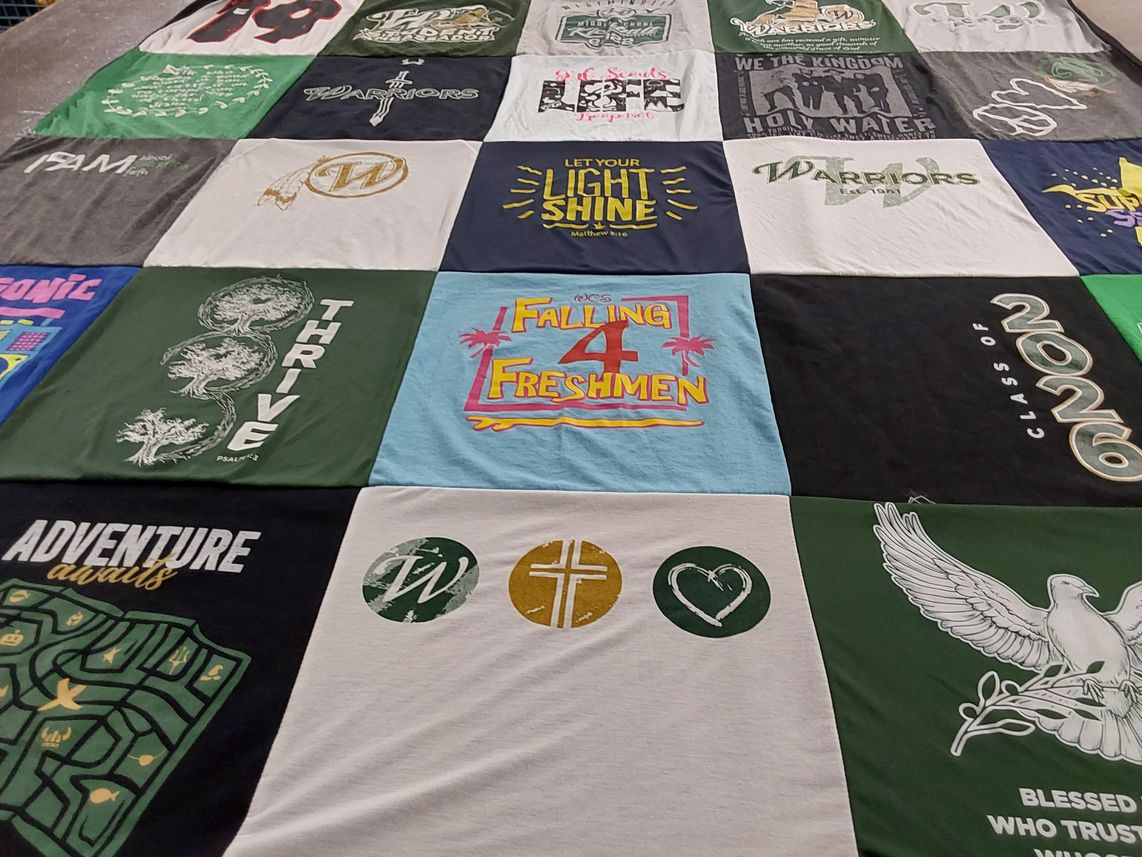 T-shirt quilt with community, faith themes by Ody from FL