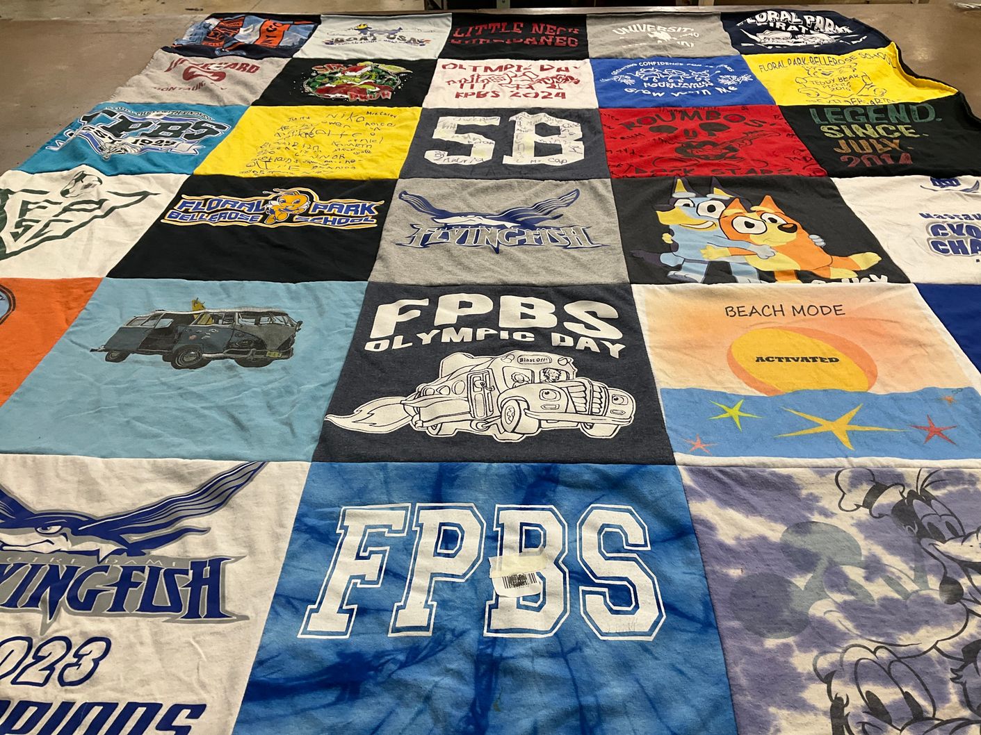 T-shirt quilt featuring floral park bellerose school by Christopher from NY