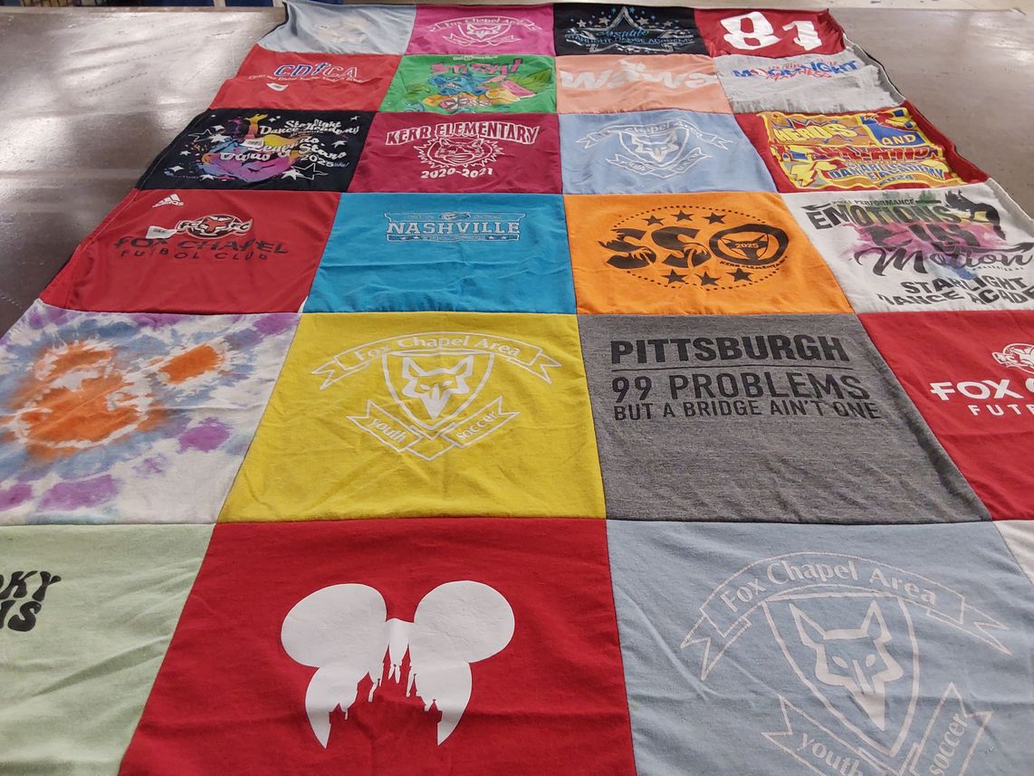T-shirt quilt from fox chapel area high school by Katie from PA