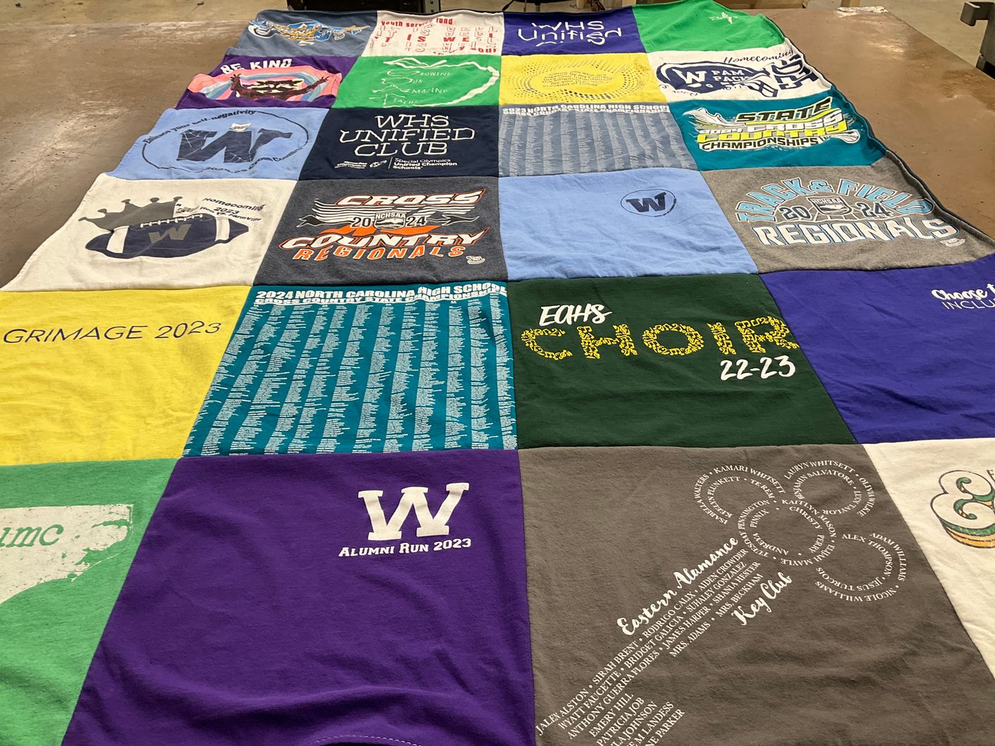 T-shirt quilt from eastern alamance high school by Cassidy from NC