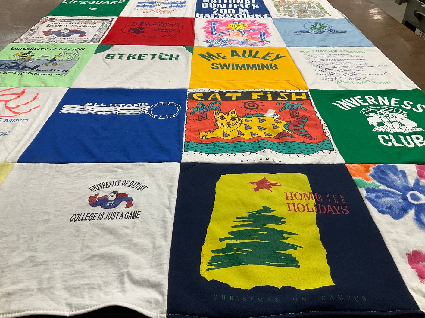 T-shirt quilt from university of dayton by Sally from OH