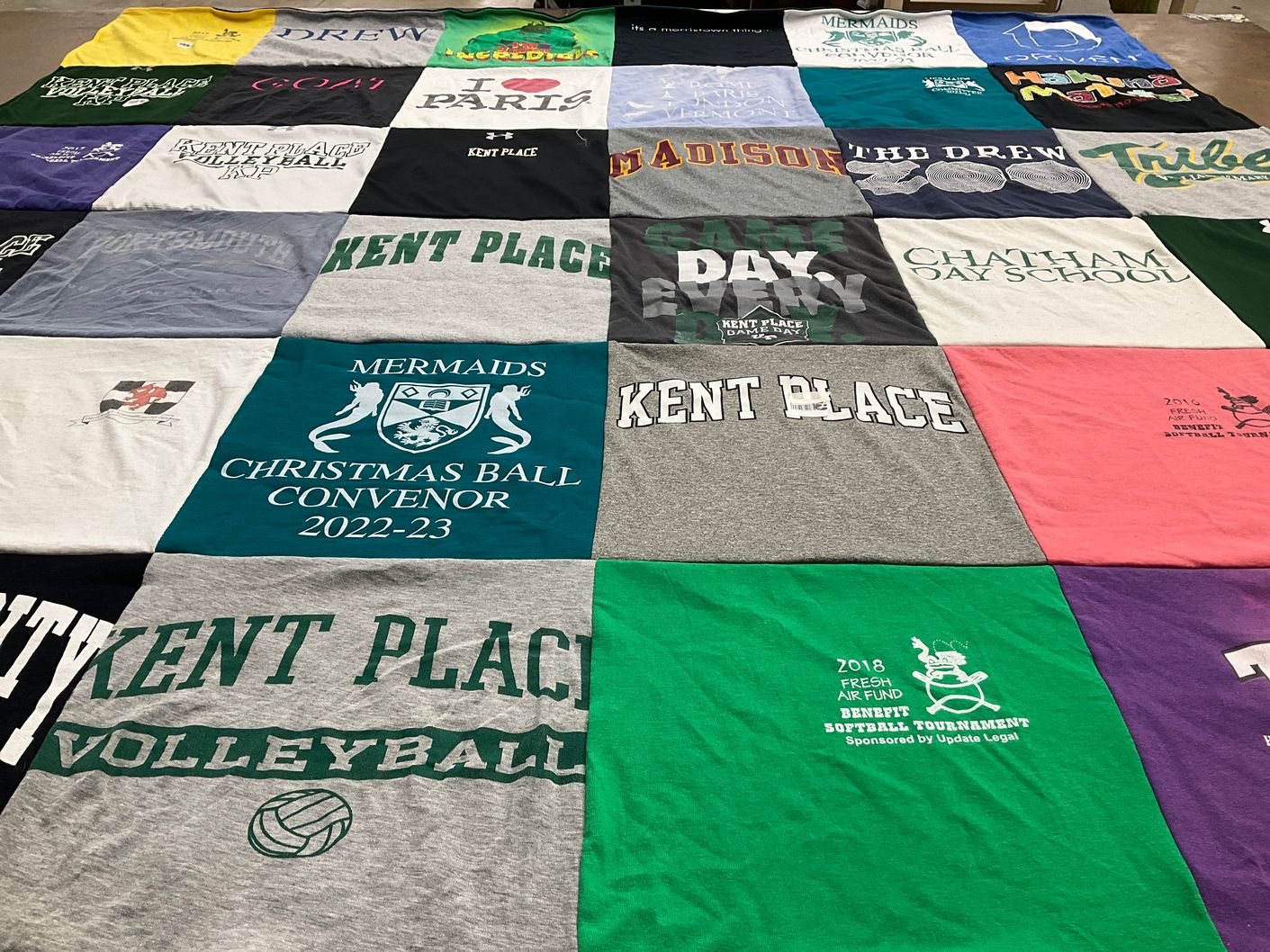 T-shirt quilt featuring kent place volleyball by Sarah from NJ