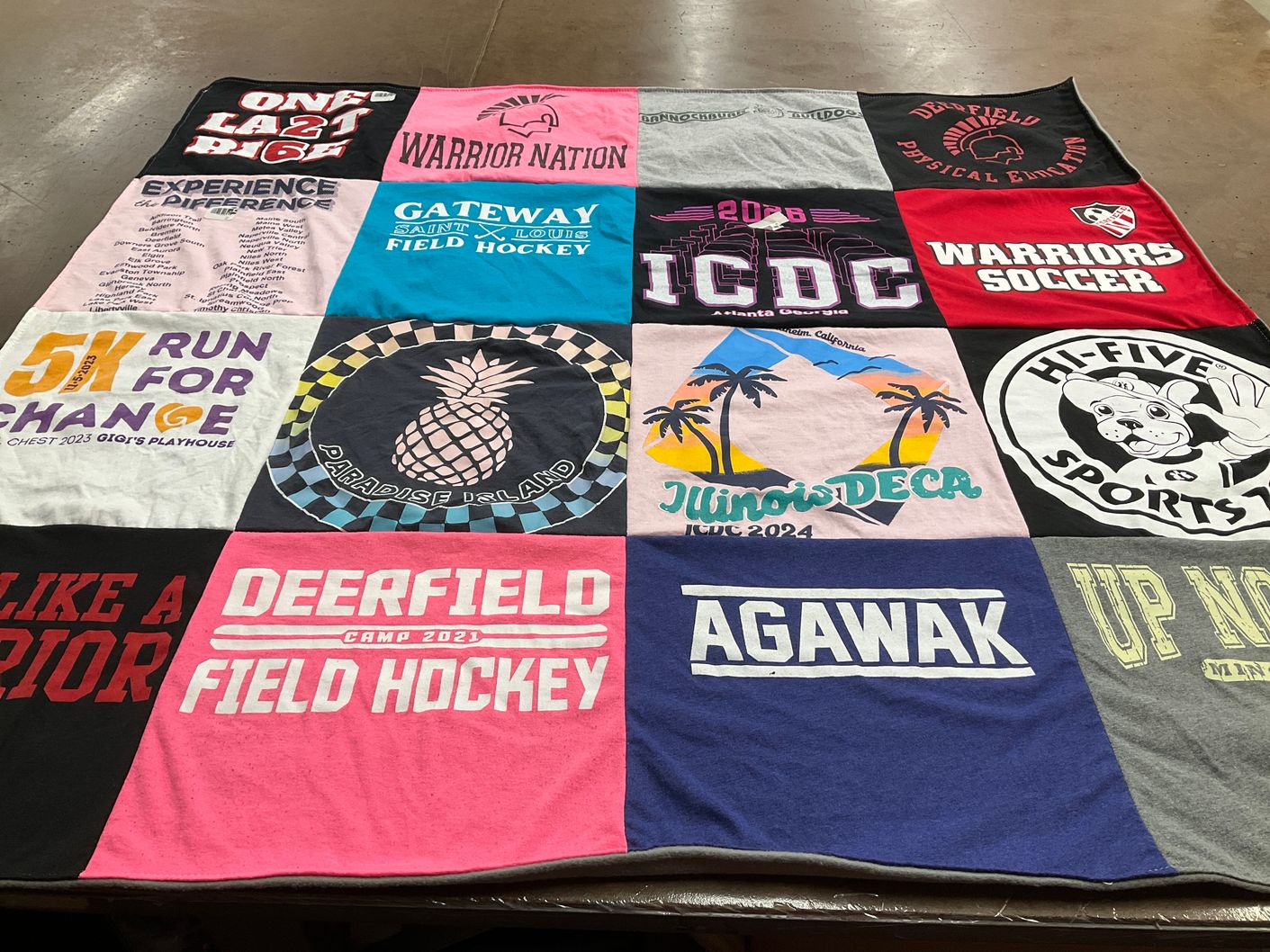 T-shirt quilt featuring warriors soccer by Blair from IL