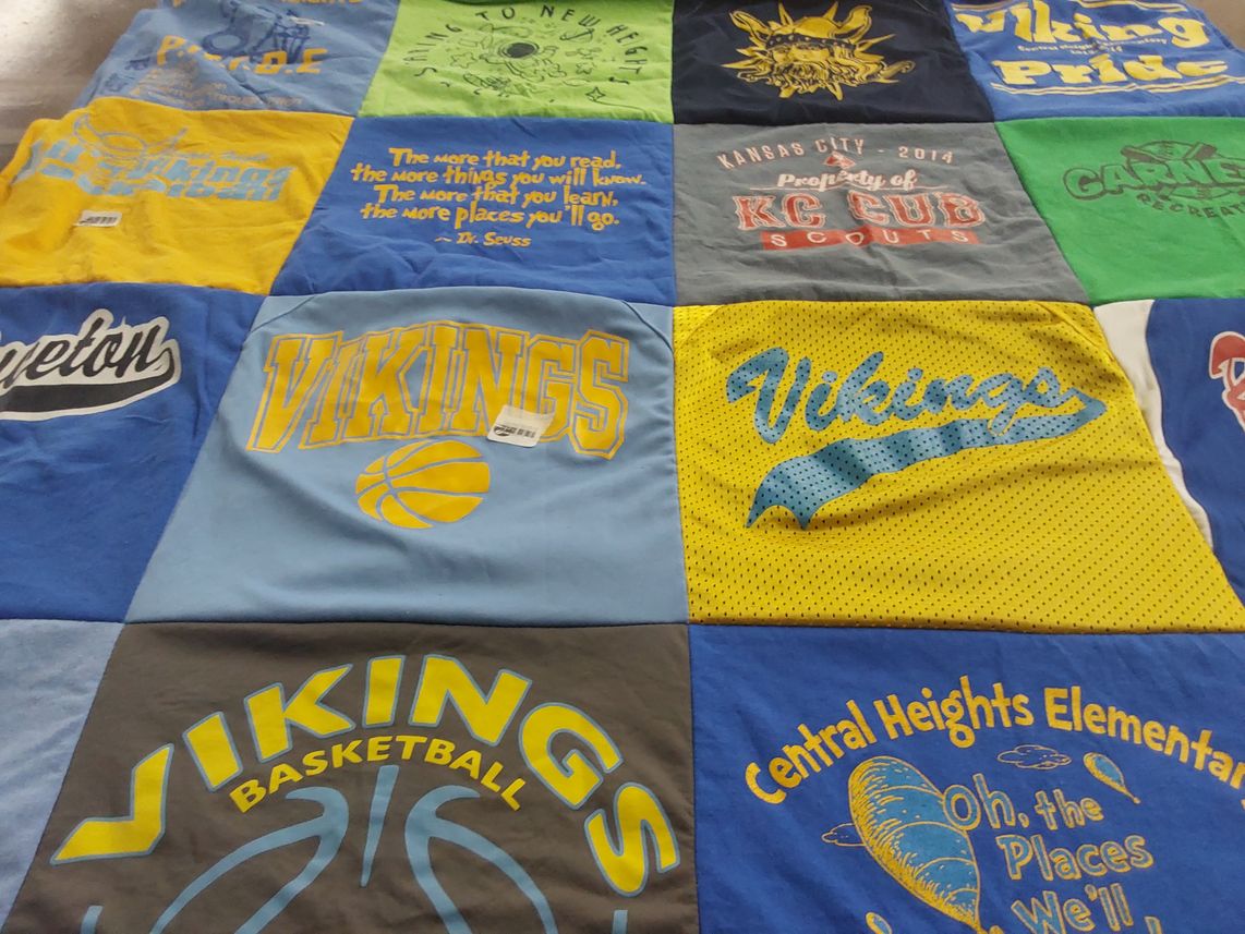 T-shirt quilt featuring vikings basketball by Crystal from KS