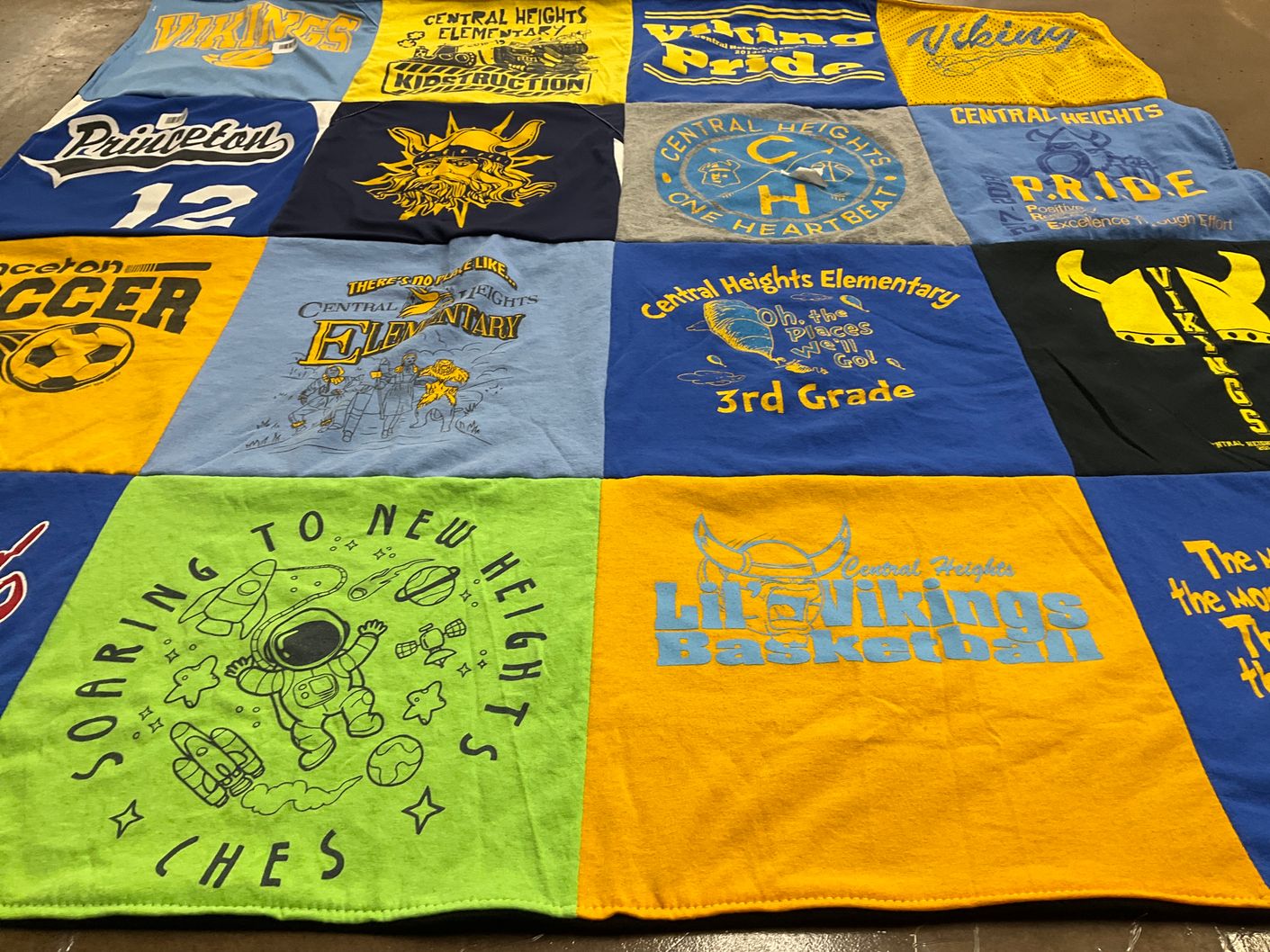T-shirt quilt featuring central heights vikings by Crystal from KS