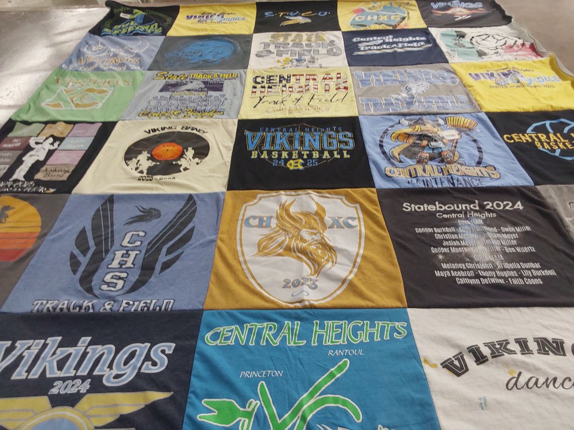 T-shirt quilt from central heights high school by Crystal from KS
