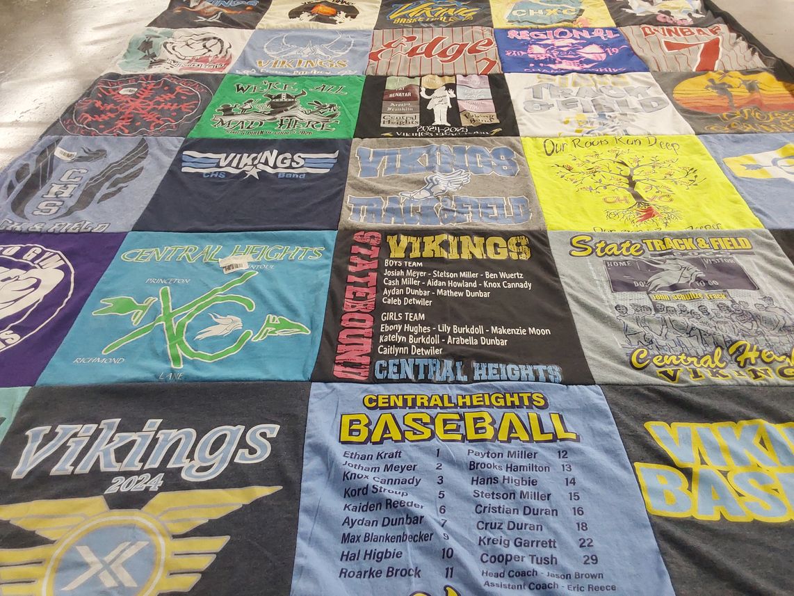 T-shirt quilt featuring central heights vikings by Crystal from KS