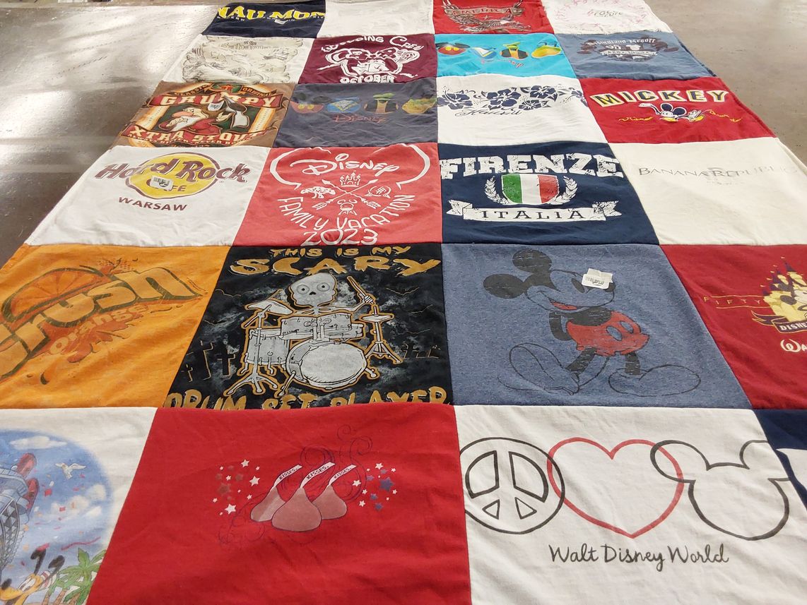 T-shirt quilt with disney, travel themes by Richard from NV