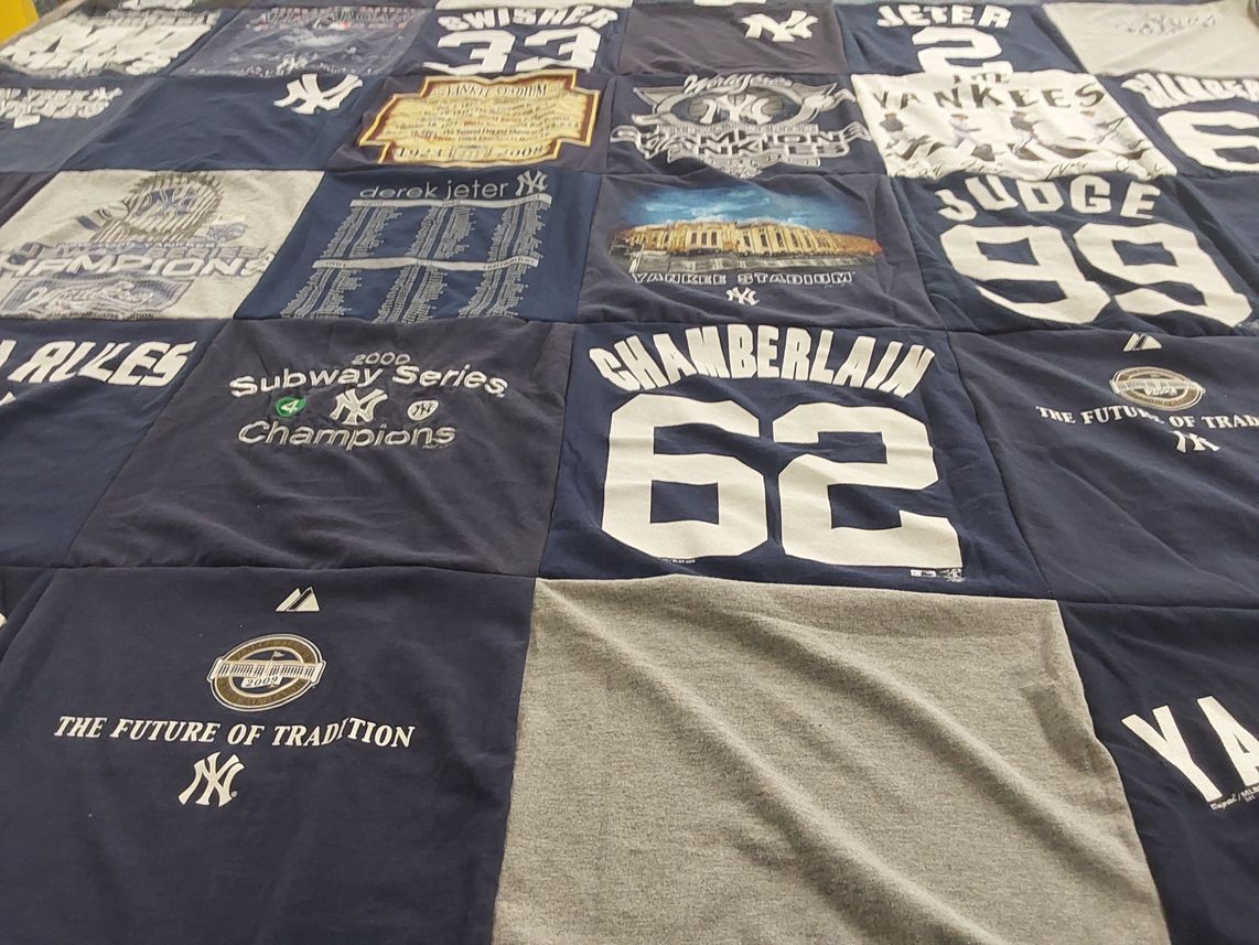 T-shirt quilt featuring new york yankees by Rosemarie from NC