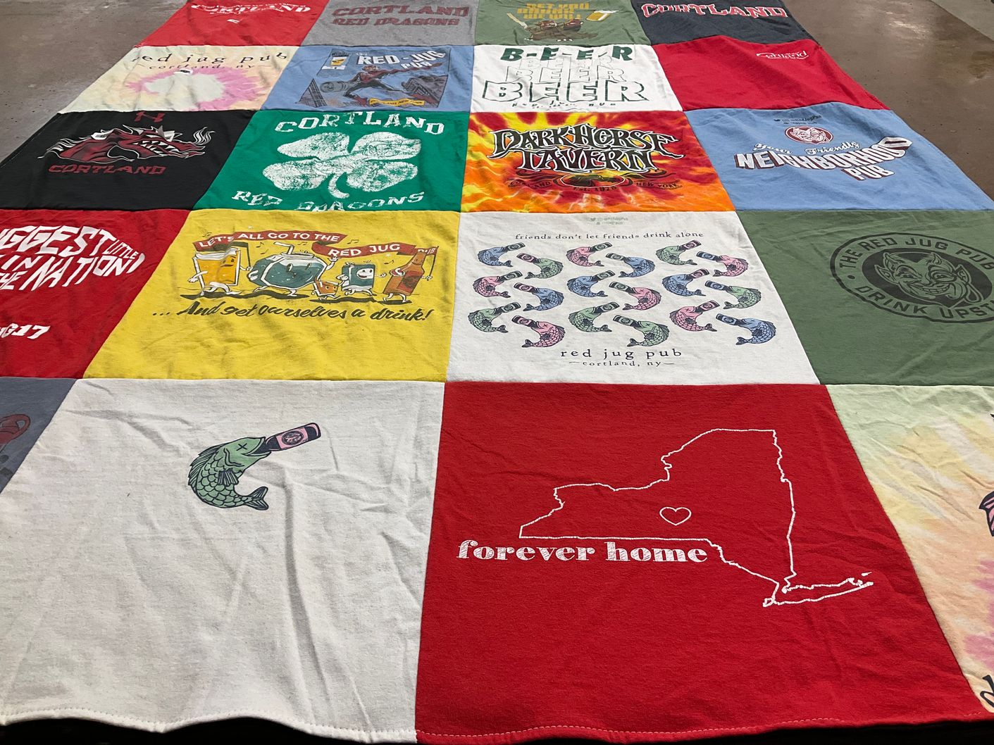 T-shirt quilt featuring cortland red dragons by Michael from NY