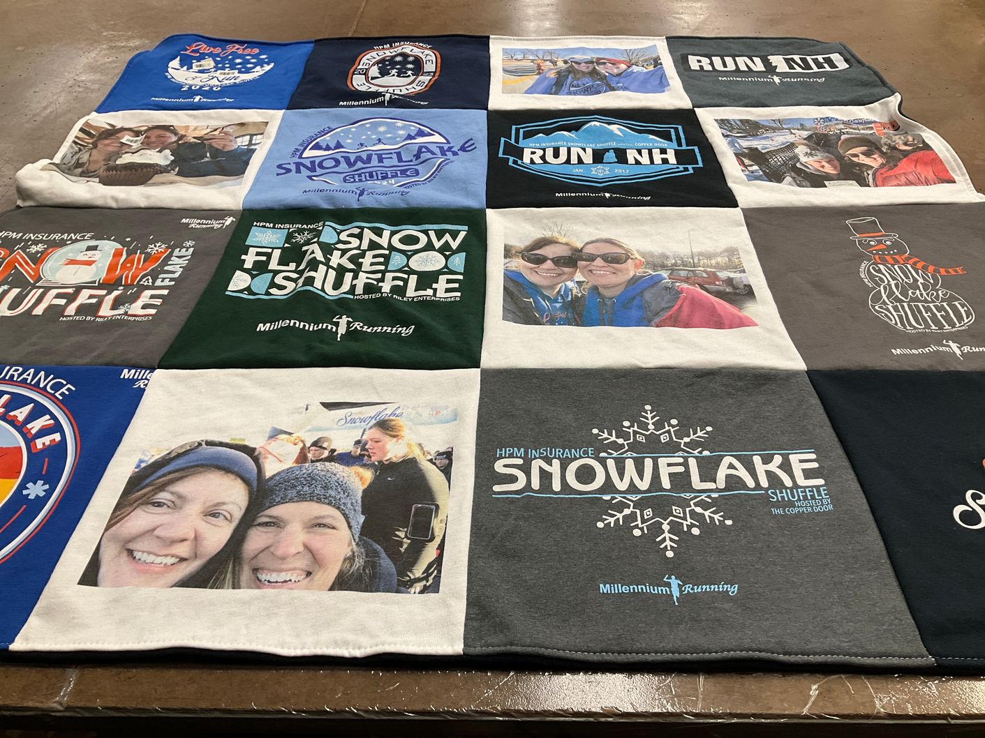 T-shirt quilt with running, events themes by Deena from NH