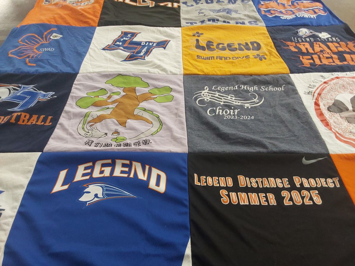T-shirt quilt from legend high school by Heather from CO