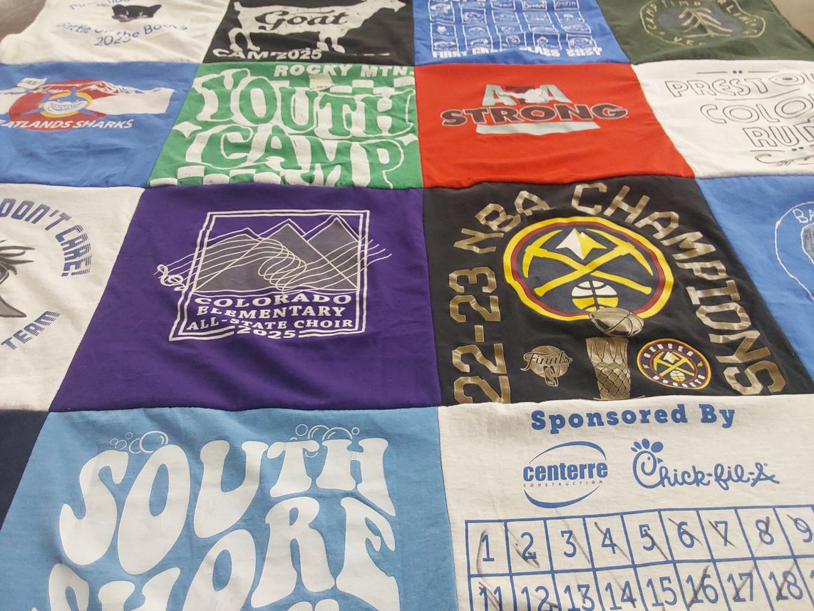 T-shirt quilt featuring denver nuggets by RENATA from CO