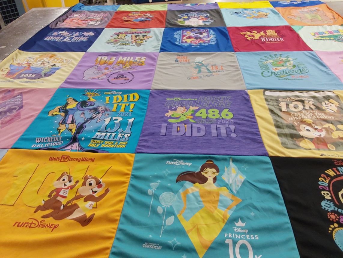 T-shirt quilt with running, marathons themes by Darlene from NY