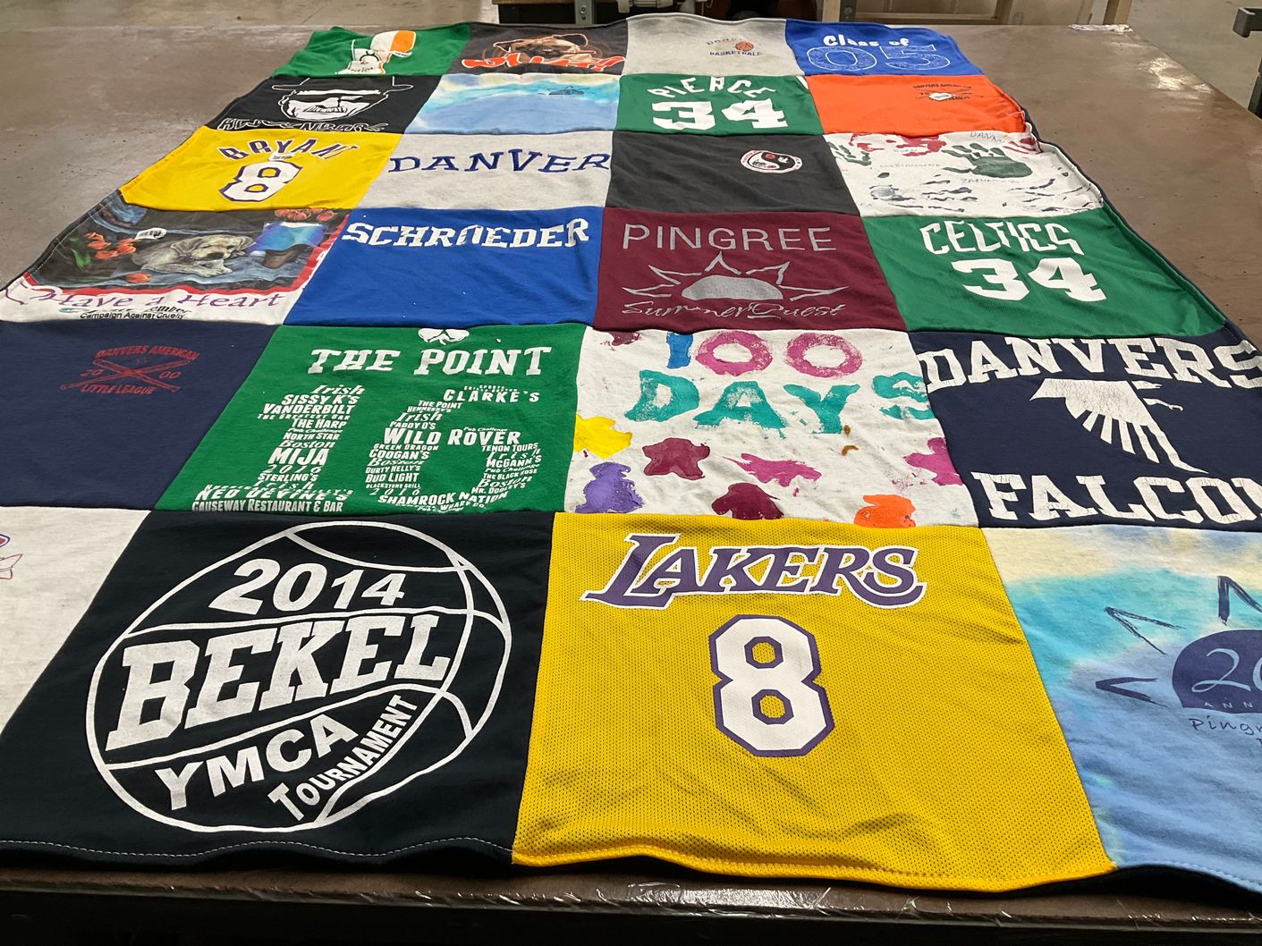T-shirt quilt featuring celtics, lakers by Arthur from MA