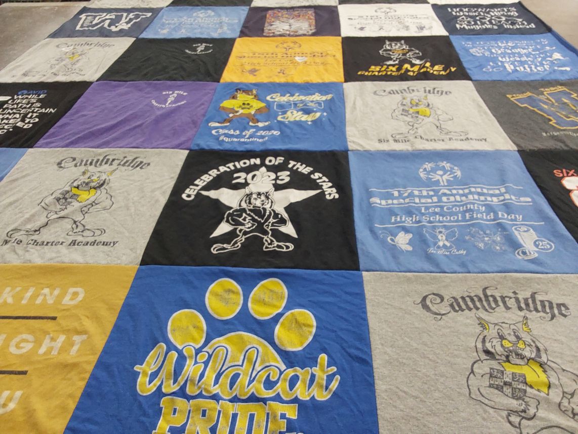 T-shirt quilt featuring wildcat by Sara from FL