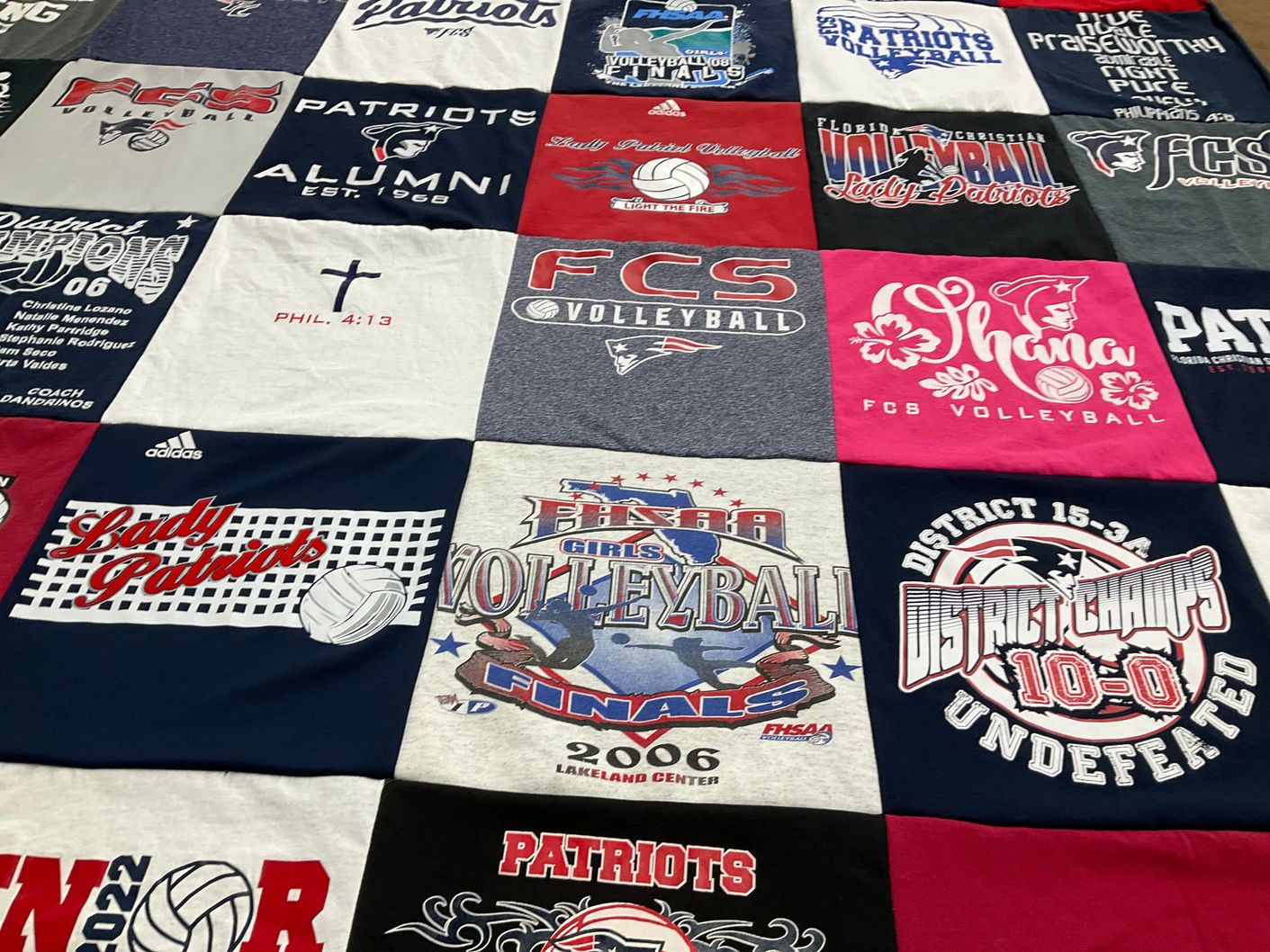 T-shirt quilt featuring lady patriots volleyball, fcs volleyball by David from FL