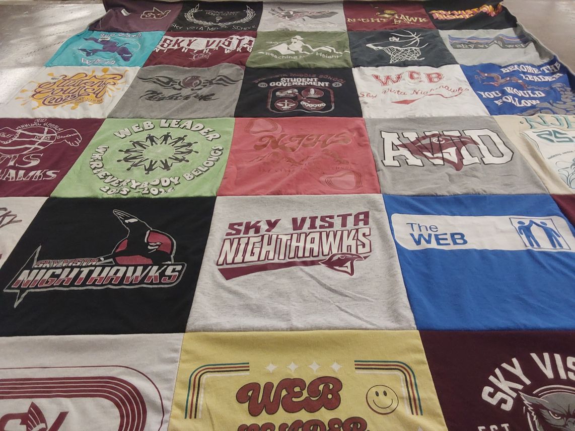 T-shirt quilt featuring sky vista nighthawks by Erika from CO