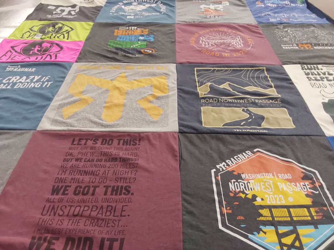 T-shirt quilt with running themes by Lisa from WA