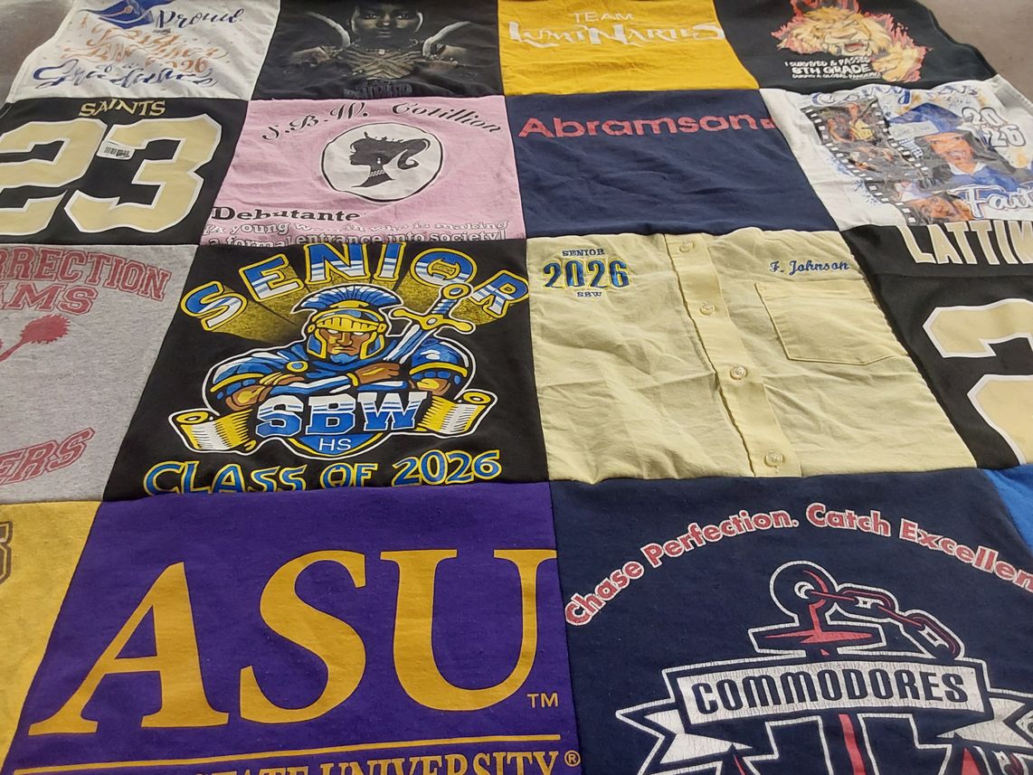 T-shirt quilt featuring saints football team, commodores by Mary from LA