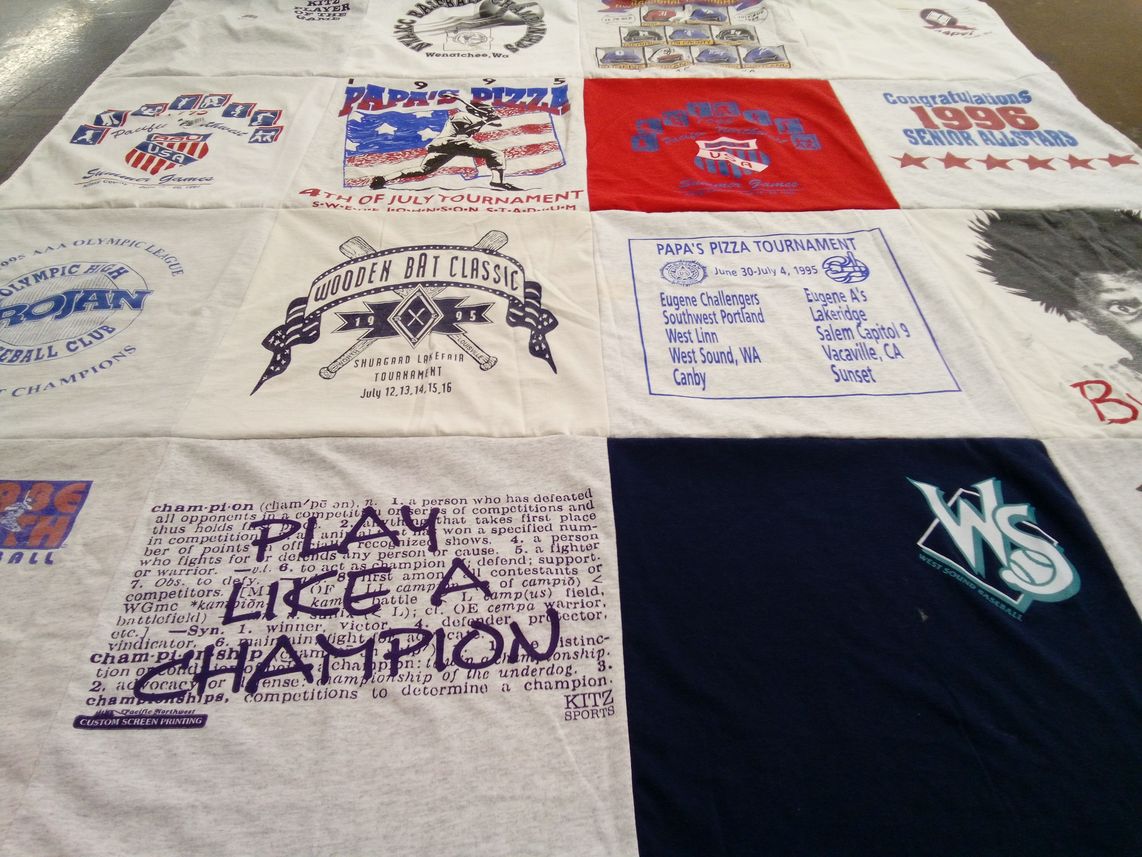T-shirt quilt featuring eugene challengers, west sound baseball by Teresa from WA