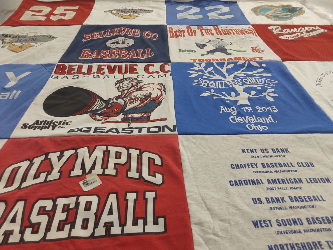 T-shirt quilt featuring olympic baseball by Teresa from WA