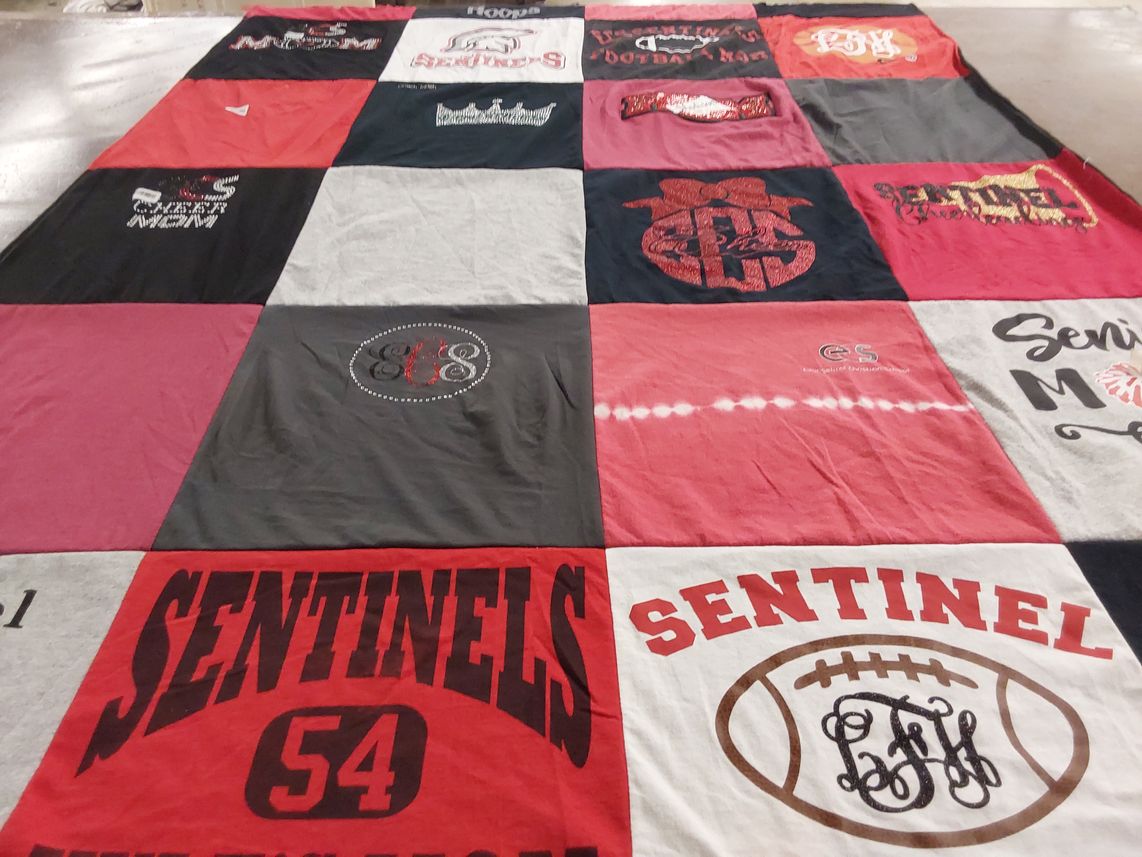 T-shirt quilt featuring sentinel football team by Leigh from FL