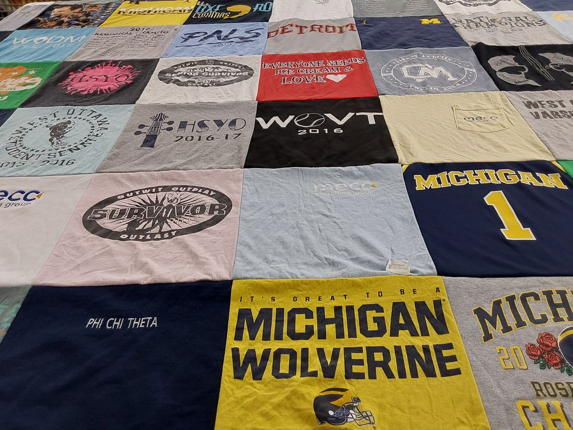 T-shirt quilt featuring michigan wolverines by Dominic from MI
