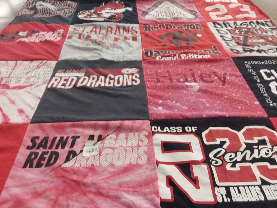 T-shirt quilt featuring st. albans red dragons by Amanda from WV