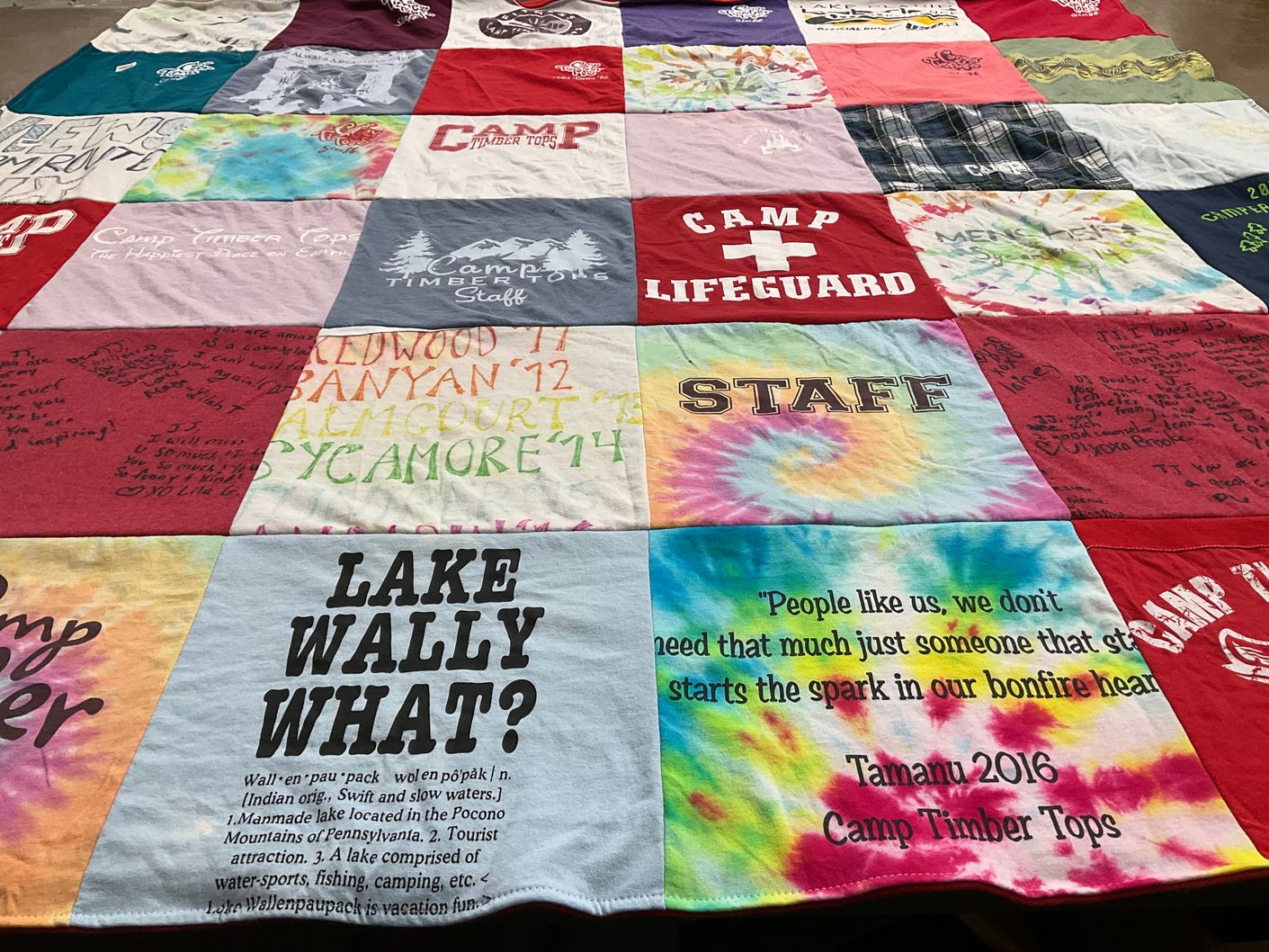 T-shirt quilt with camping, outdoors themes by Julia from IL