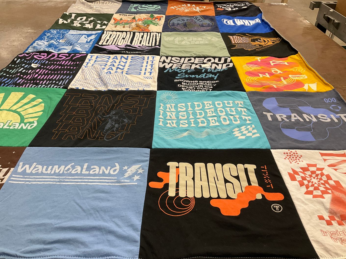 T-shirt quilt with graphic design, textiles themes by Christy from GA