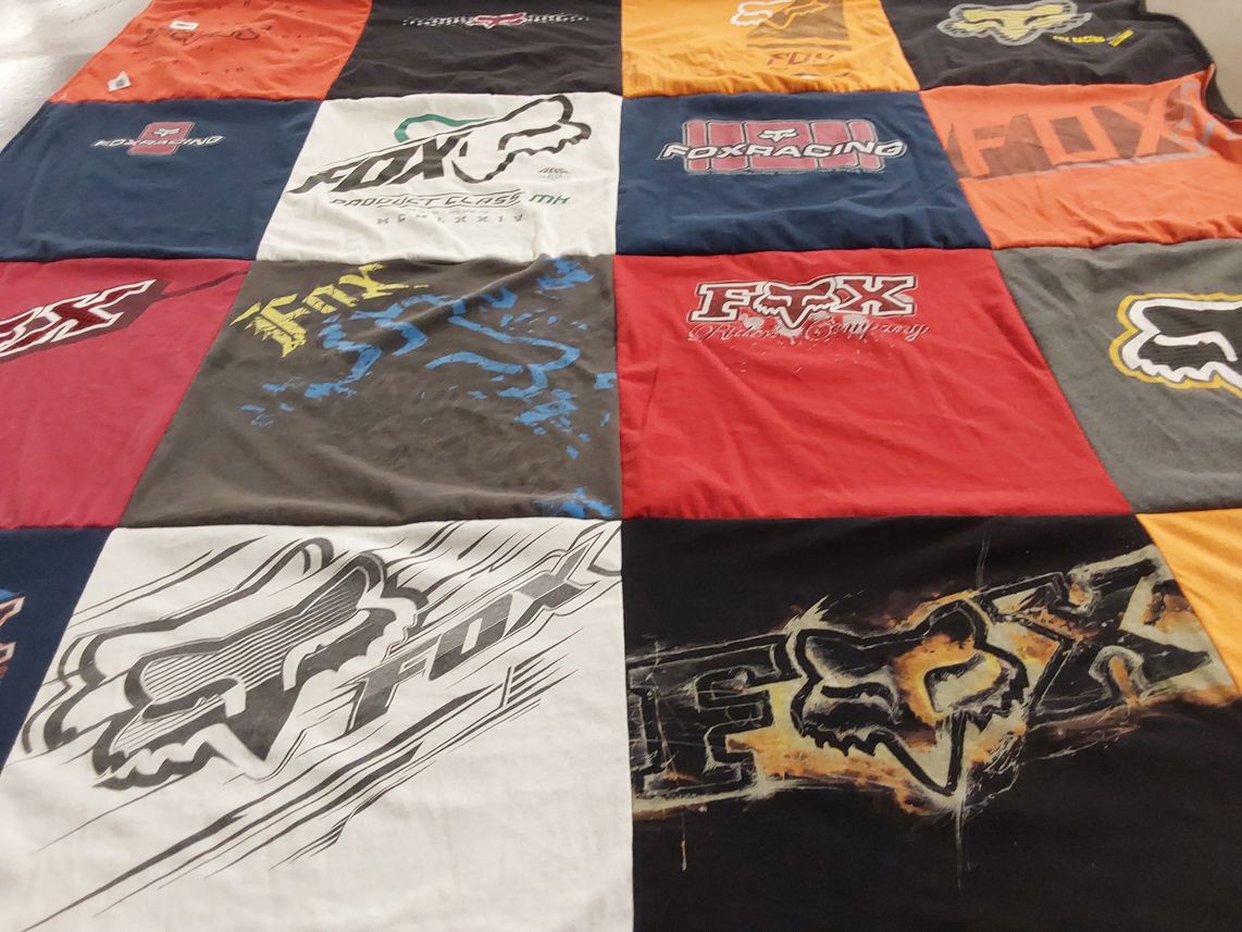 T-shirt quilt with motorsports themes by Celeste from TX