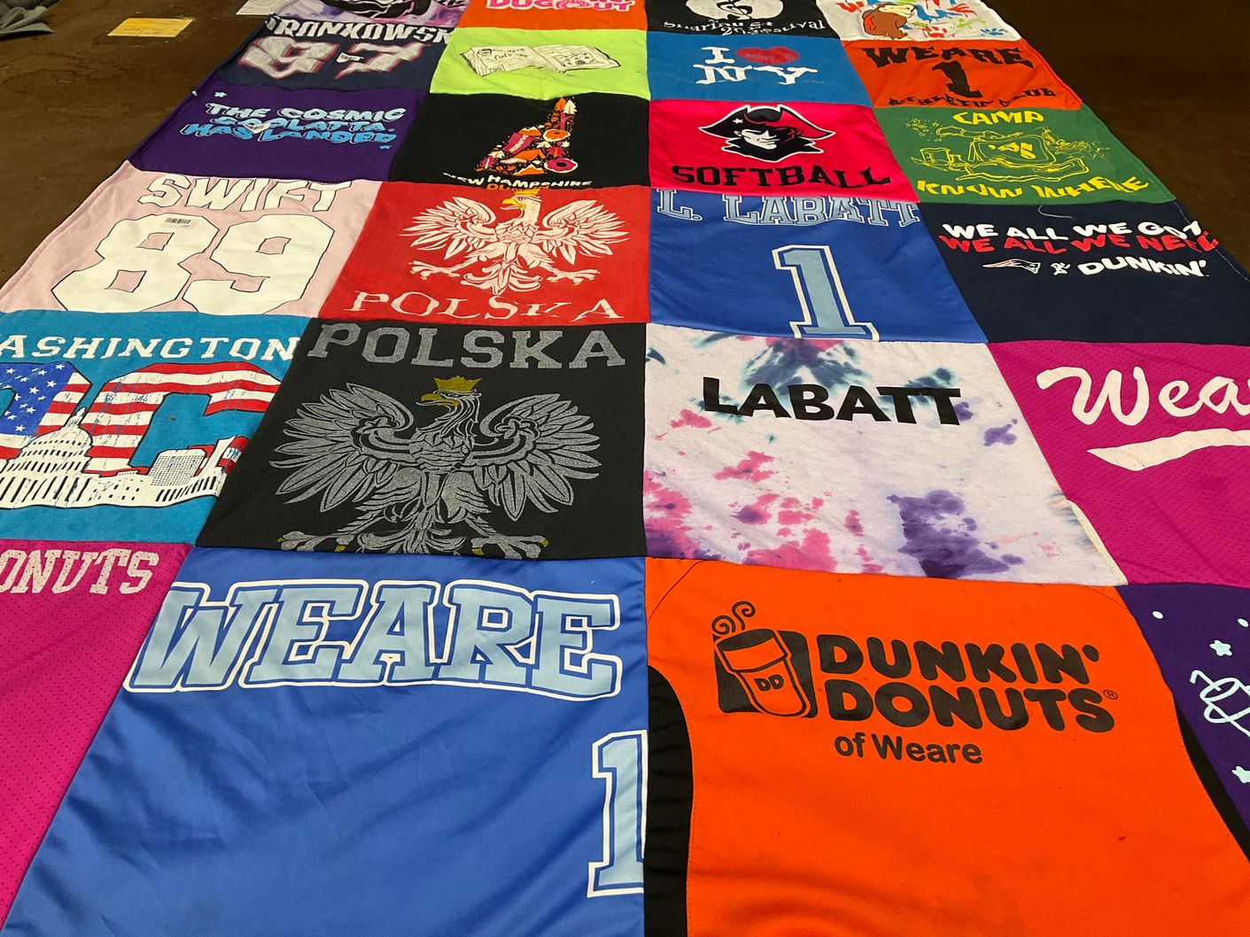 T-shirt quilt with softball themes by Kasia from NH