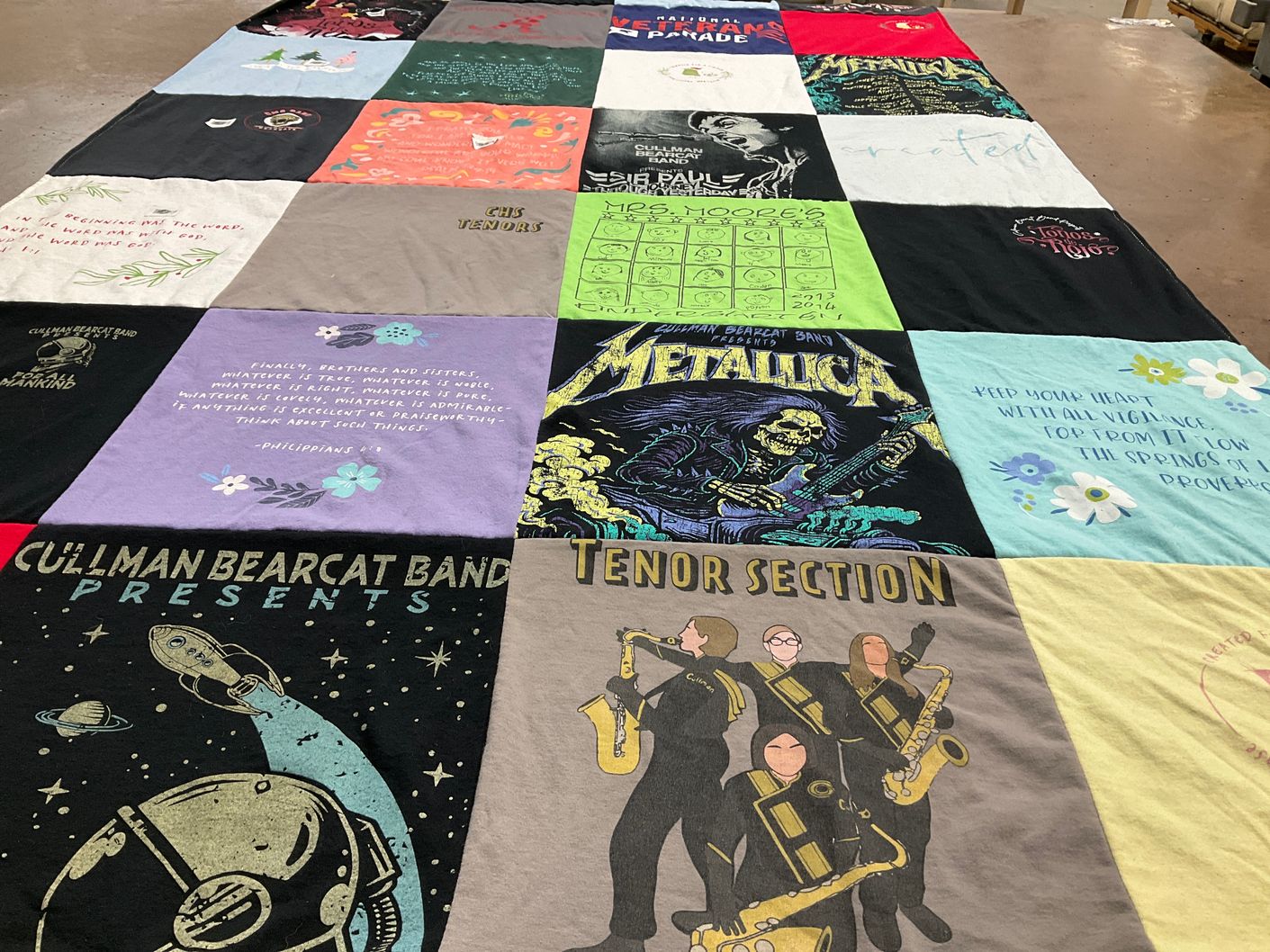T-shirt quilt with music, band themes by Kara from AL