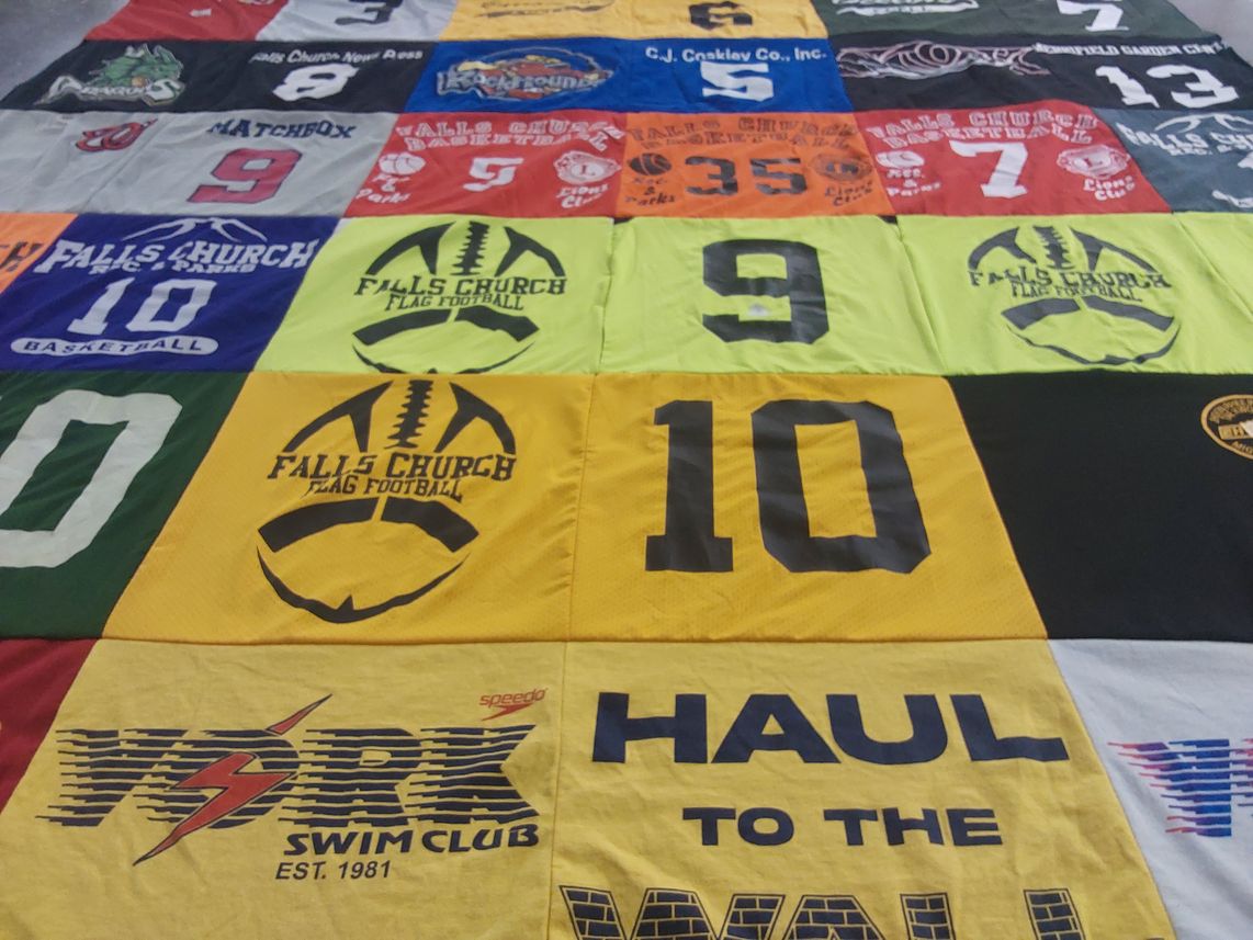 T-shirt quilt from falls church high school by Katrina from VA