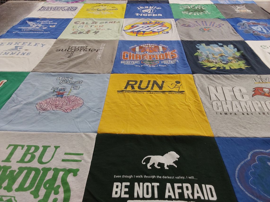 T-shirt quilt featuring florida gators, tampa bay buccaneers by Paula from FL